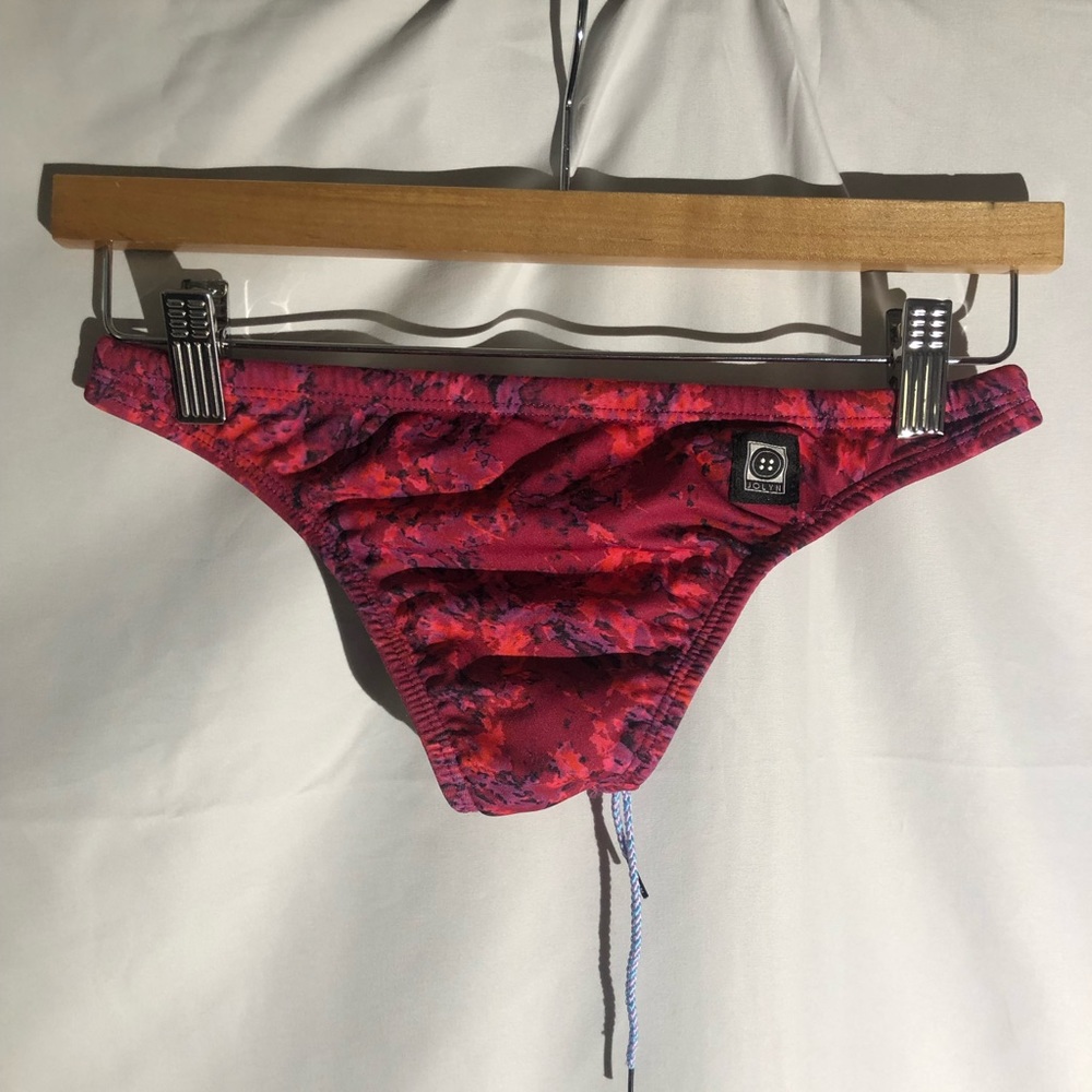 Jolyn Pink Purple Bikini Bottoms Drawstring Swimsuit Swim Woman’s Sz Small